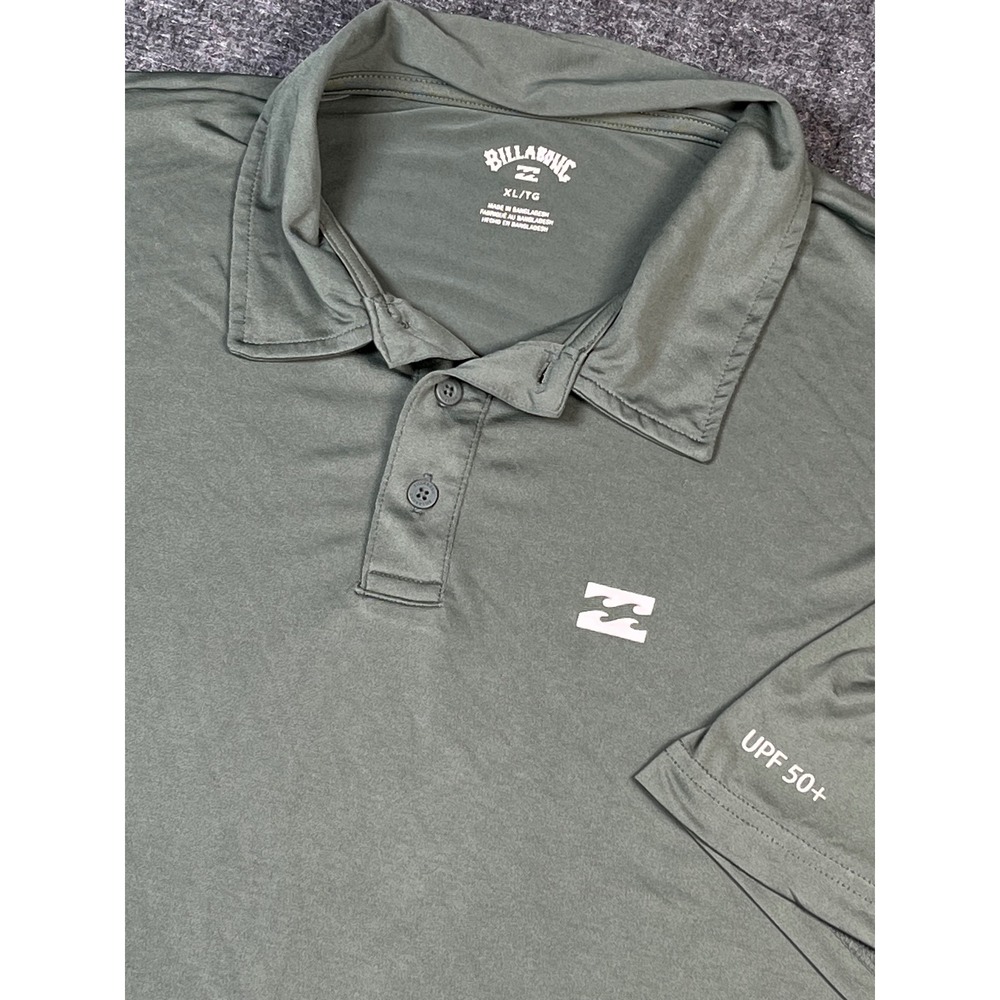 Billabong Mens XL Polo Shirt UPF‎ 50+ Olive Green Short Sleeve Golf Athletic